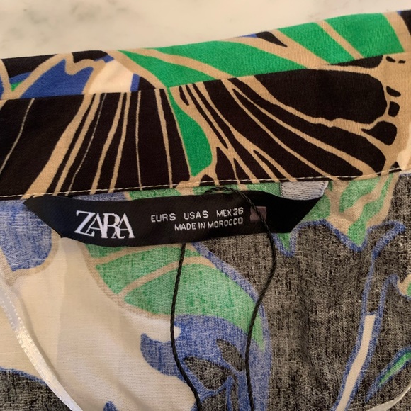 NWT Zara floral shirt dress with matching belt cotton size S - Picture 6 of 9